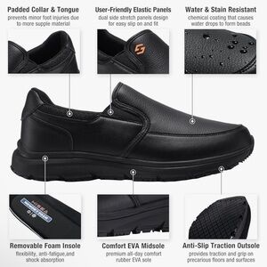 HISEA Men's Leather Non Slip Food Service Shoes Used Like New